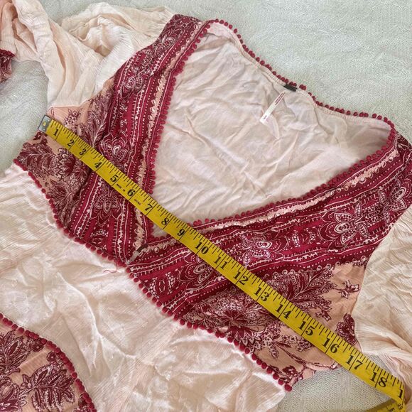 Free People My Love Mini Dress S Small Bohemian Patterned V Neck Long Sleeve - Picture 8 of 9